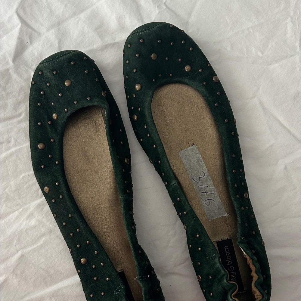 Luxurious Green Studded Flats by Unknown Brand
